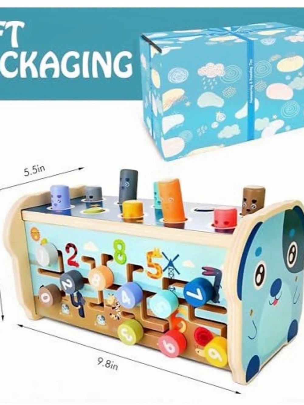 Baby Wooden Xylophone Toy Blue & Multicolor - Picture 3 of 5